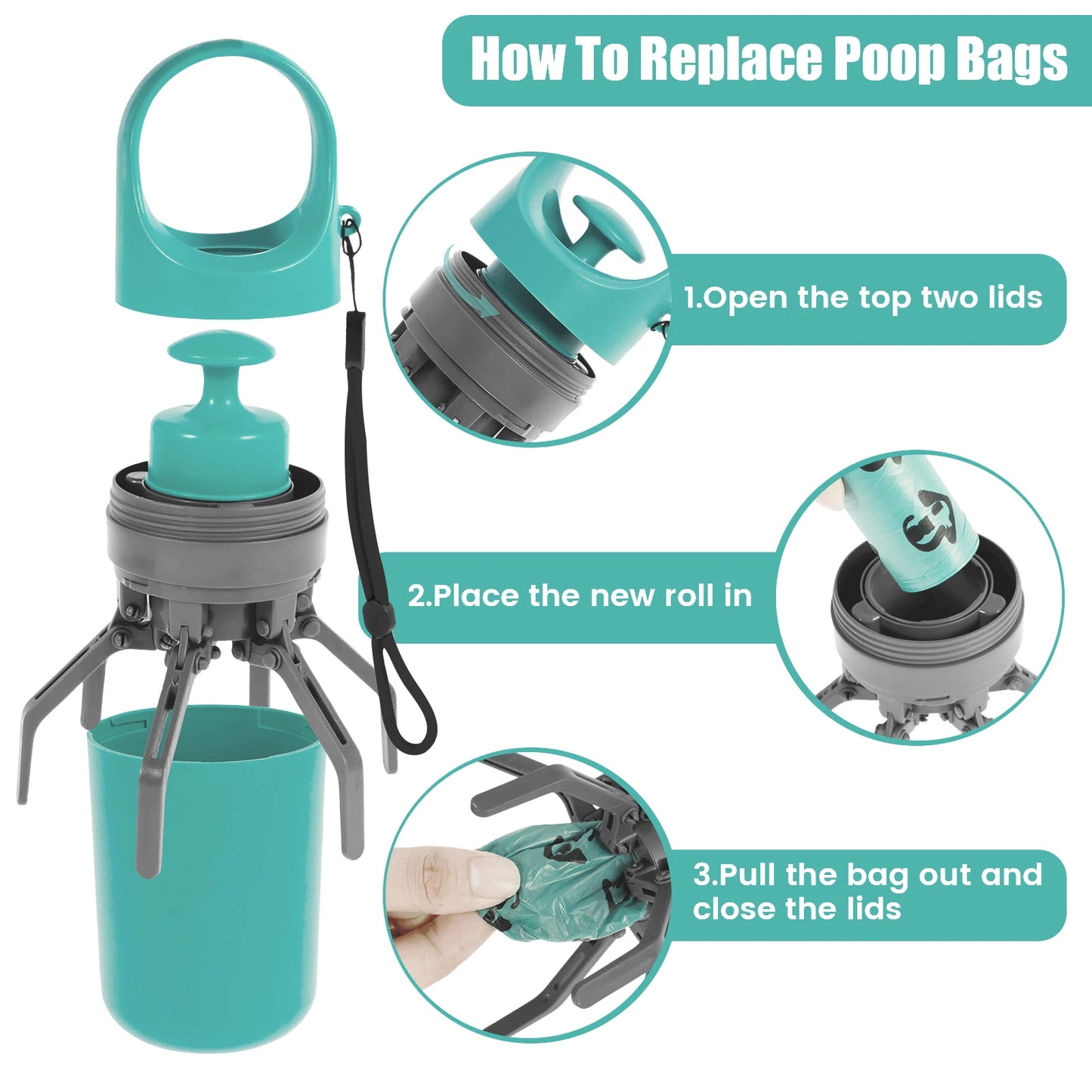 Pet Toilet Portable Outdoor Garbage Bag, Dog Toilet Six Claw Shovel Fecal Dispenser