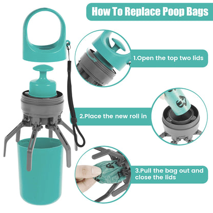 Pet Toilet Portable Outdoor Garbage Bag, Dog Toilet Six Claw Shovel Fecal Dispenser
